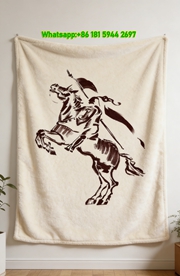 Burberry Flannel Throw Blanket Horse Warrior Print Sofa Blanket B139